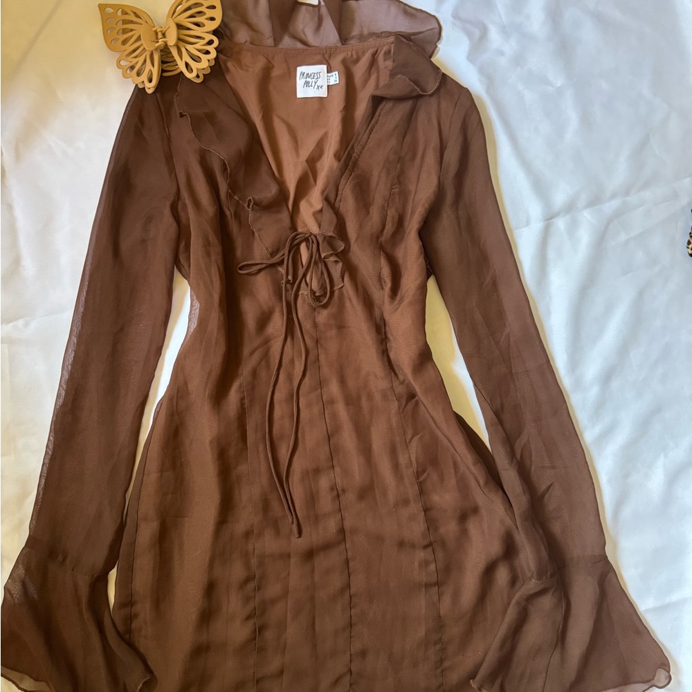 Princess Polly Brown Long Sleeve Dress